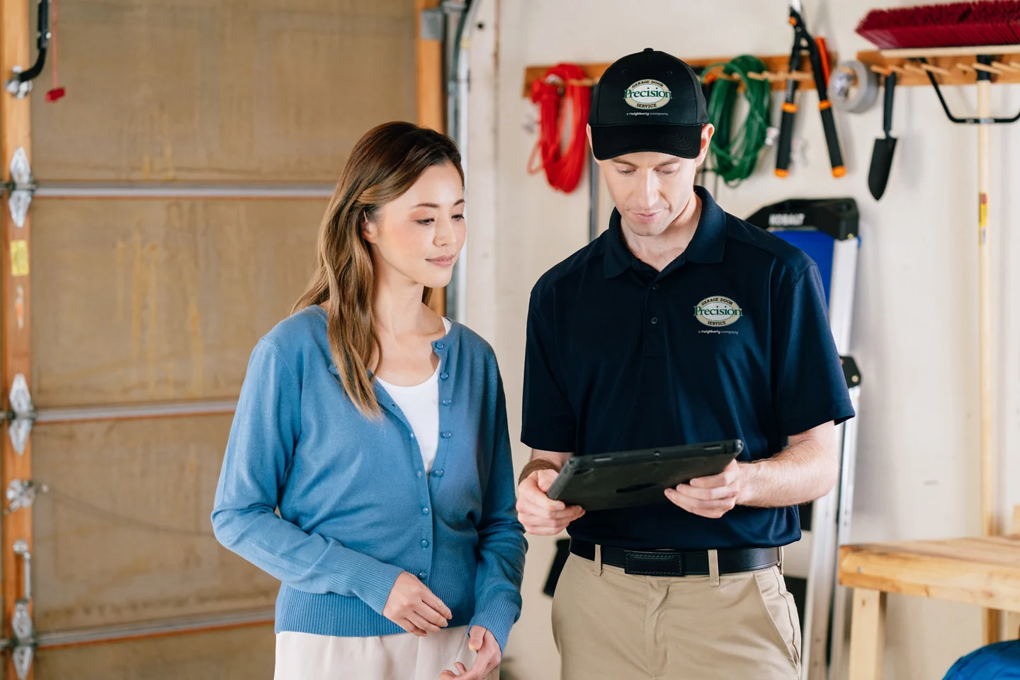 Garage door repair consultation